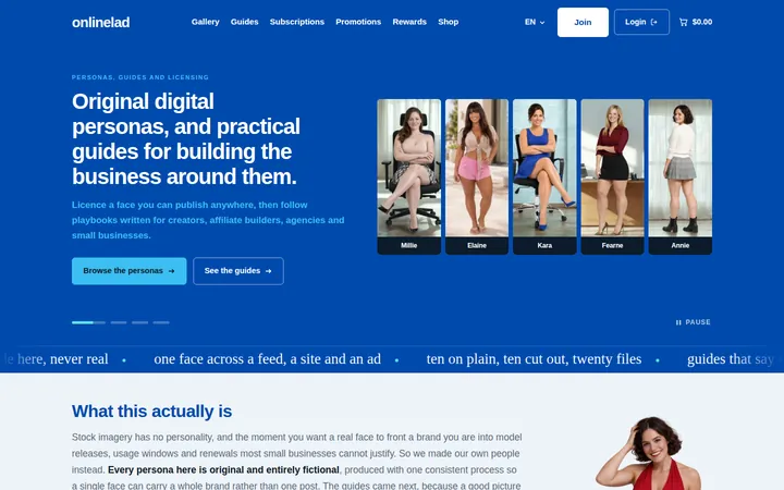 The onlinelad homepage