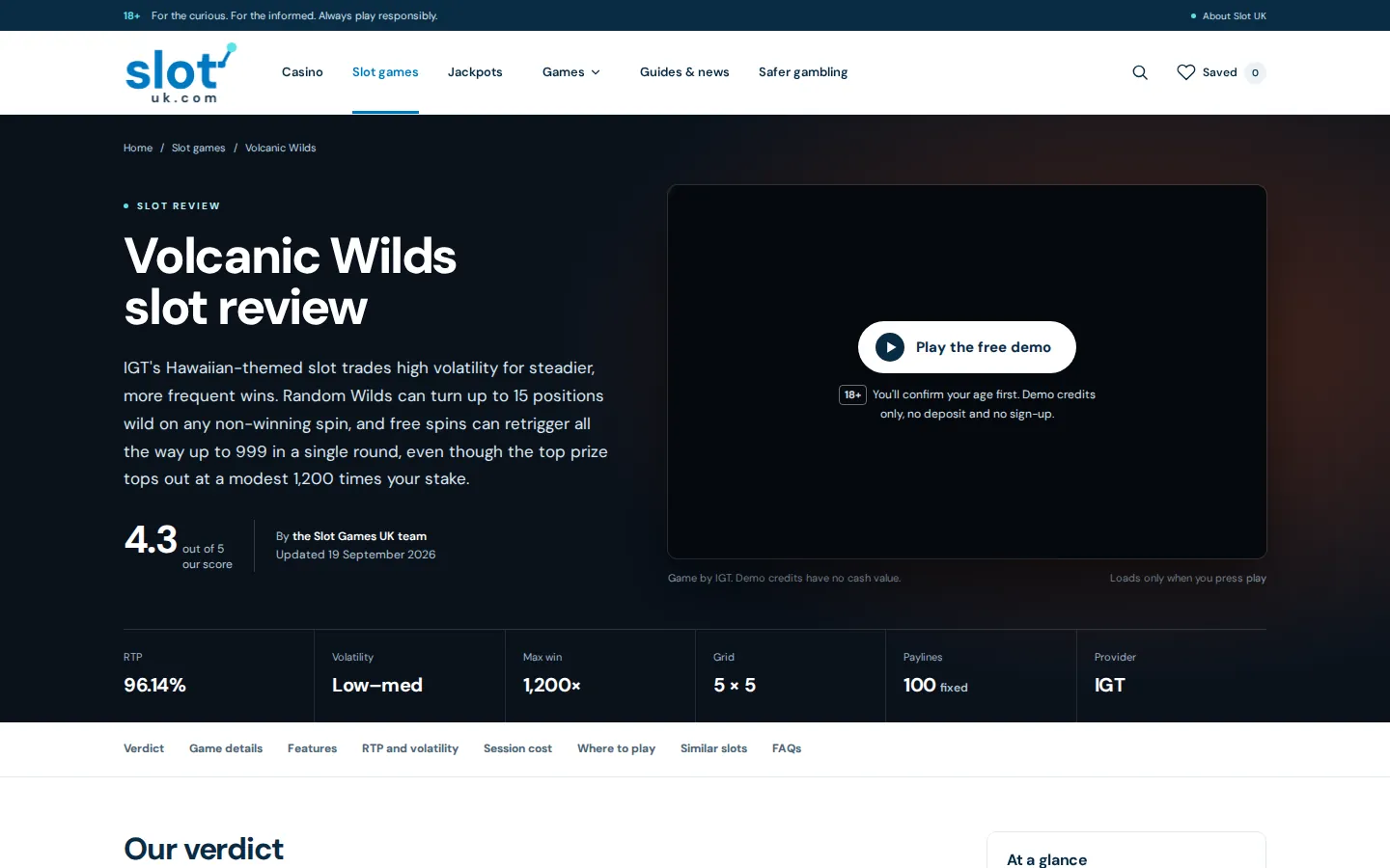 The Volcanic Wilds slot review on Slot Games UK